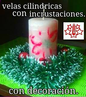 velas ciliondricas incrustadas decoradas