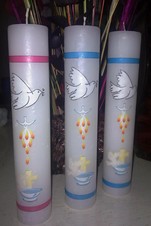 cirios decorados para bautizos,comunion y confirmacion.